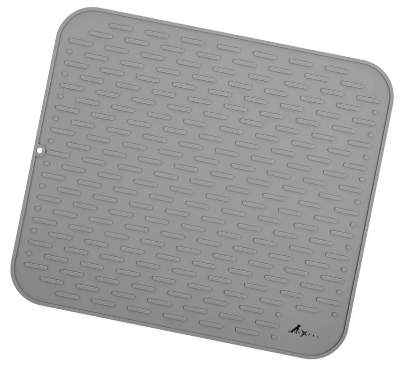 Luxet LuxPal Large 17X15 Premium Grade Silicone Dog & Cat Indoor or Outdoor Food Mat for Pets and Animals None Slip Food Tray Placemat for All Floors, Washable, Food Grade, (Grey) - Image 2